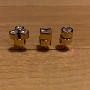 Michael Kors Gold/Rhinestone Mismatched Earrings